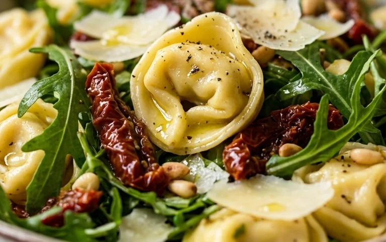 Sałatka z tortellini z rukolą i suszonymi pomidorami