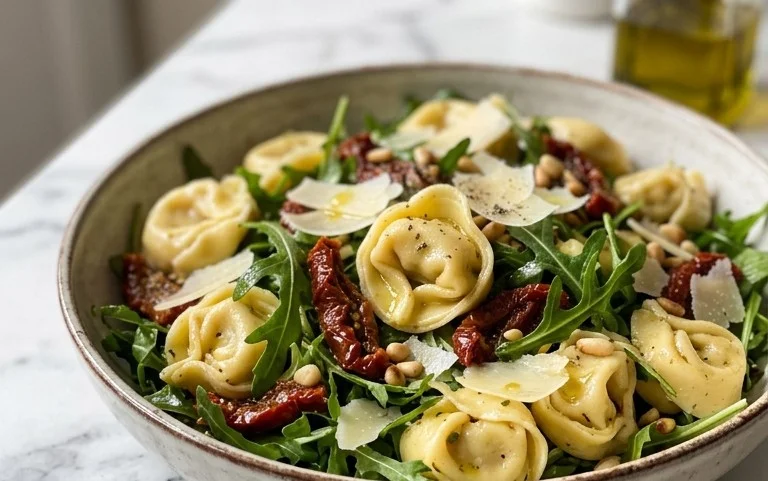 Sałatka z tortellini z rukolą i suszonymi pomidorami